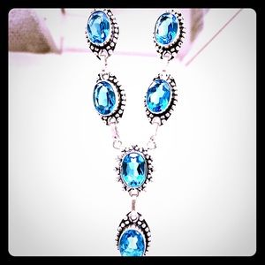 S.S. Turquoise Stained Glass Y Necklace